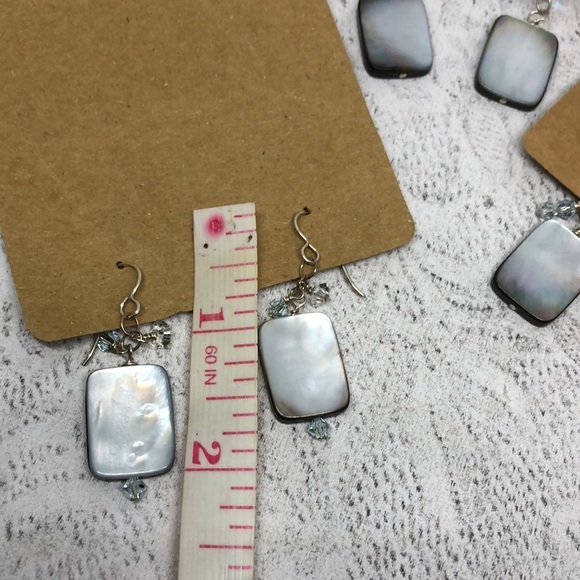 Artisan handcrafted abalone mop shell and crystal dangle earrings pick/choose - Picture 3 of 6